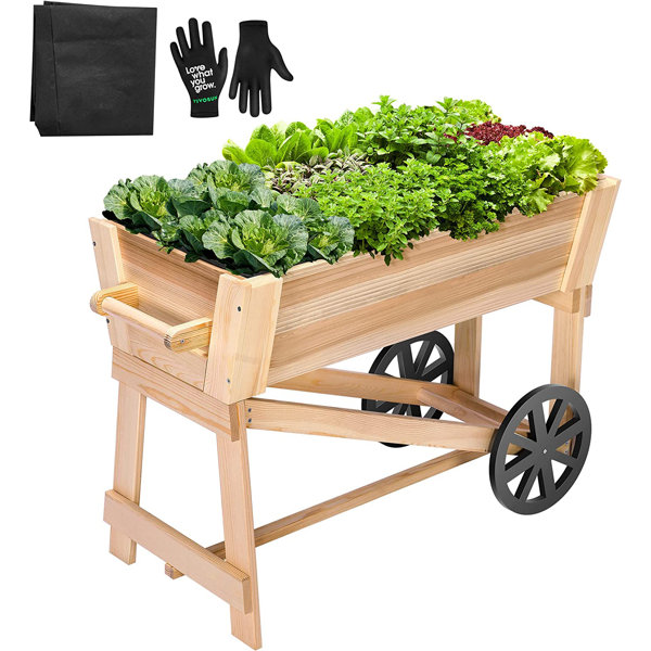 VIVOSUN Wheelbarrow Planter with Storage Shelf and Protective Liner